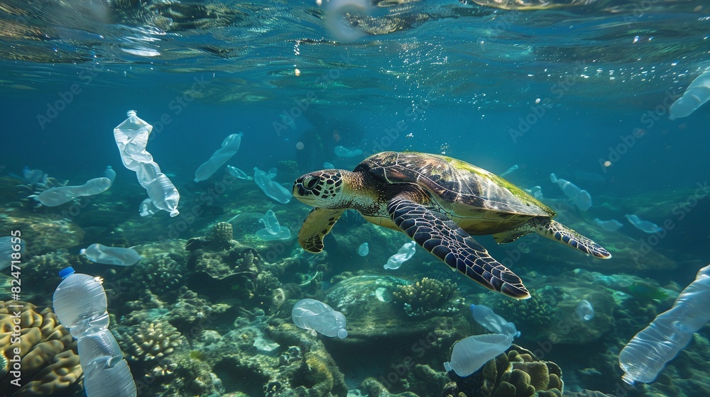 turtles are in oceans full of plastic waste, the danger of plastic waste for the ecosystem in the ocean turtles are in oceans full of plastic waste, the danger of plastic waste for the ecosystem in the ocean