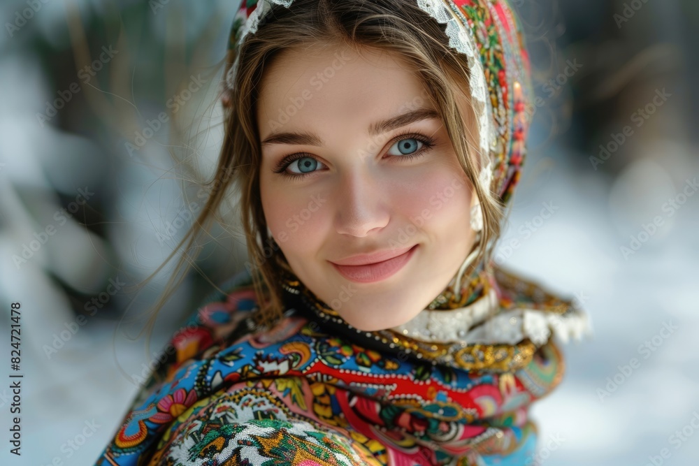 Young Russian women wearing ethnic costumes Young Russian women wearing ethnic costumes