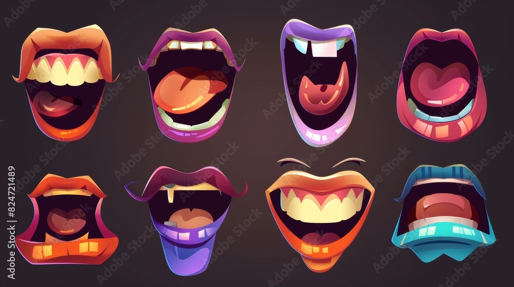 The mouth sync set includes lips, mouths, and tongues for talking cartoon characters and English pronunciation signs. It comes in modern form. The mouth sync set includes lips, mouths, and tongues for talking cartoon characters and English pronunciation signs. It comes in modern form.