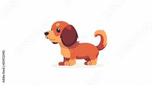 Isolated on white, this cute long dachshund puppy dog modern cartoon illustration is a cute illustration