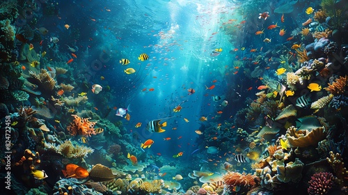 Captivate viewers with a high-angle view of a serene underwater scene