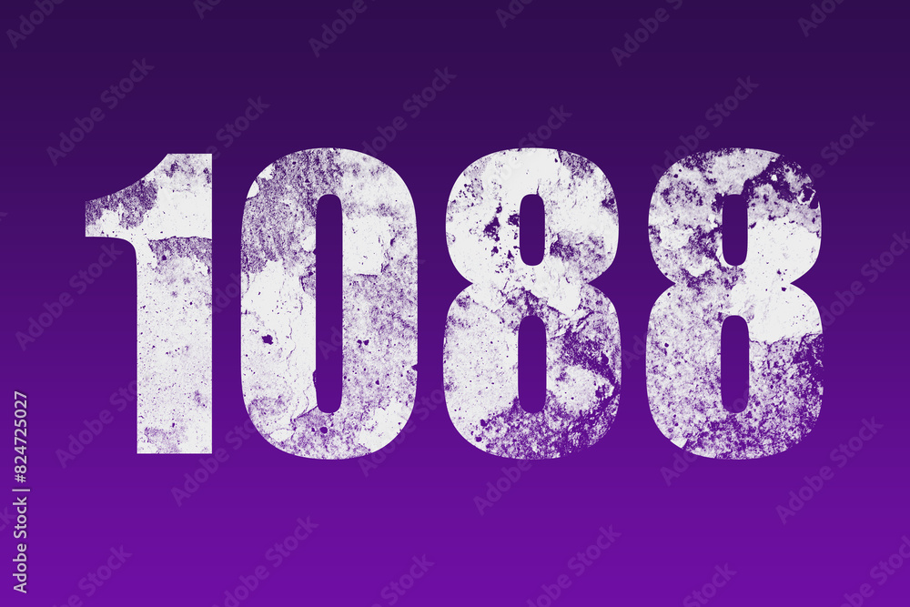 flat white grunge number of 1088 on purple background. flat white grunge number of 1088 on purple background.