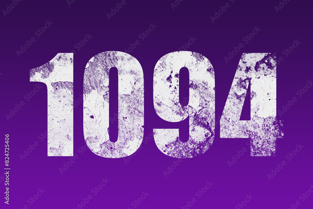 flat white grunge number of 1094 on purple background. flat white grunge number of 1094 on purple background.