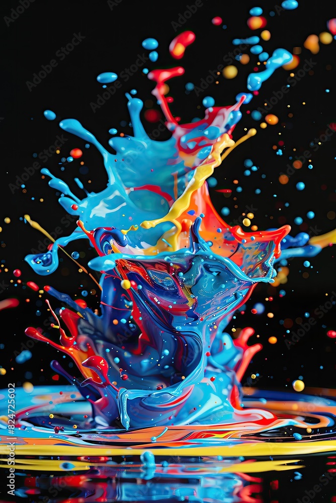 Fototapeta premium Abstract paint splashes with dynamic strokes and bold colors, forming an energetic and expressive background