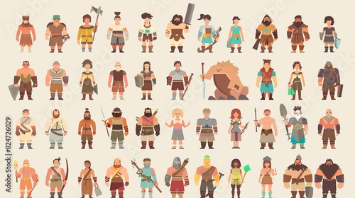 A flat character set featuring men and women.