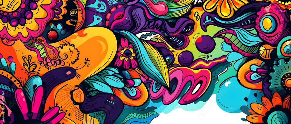 Vibrant Doodle Print Border Design with Blank Space for World Health Day Typographic Background Vibrant Doodle Print Border Design with Blank Space for World Health Day Typographic Background