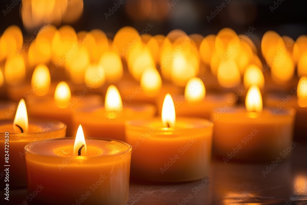 Candles: Close-up shots of candles flickering, creating a warm and calming ambiance. Candles: Close-up shots of candles flickering, creating a warm and calming ambiance.