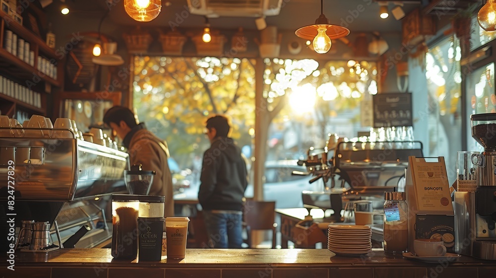 Coffee house, people enjoying coffee. Generative AI.