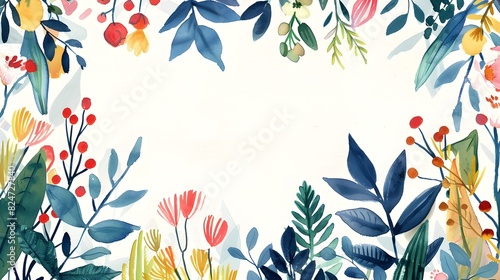 Vibrant Floral Garland Border for Employee Appreciation Day Card or Background