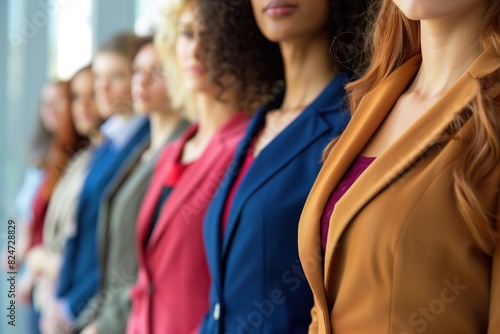 a group of business women standing in line