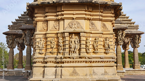 Carvings Rear of Shri Radheshyam Temple, Mangalay Temples, Ratlam, Madhya Pradesh India. photo