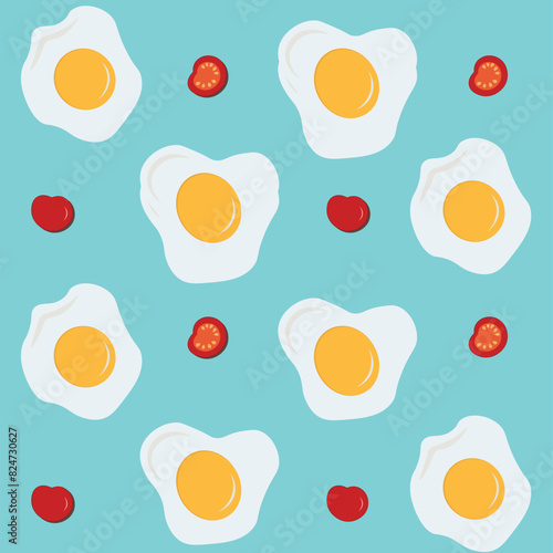 fried egg cherry tomatoes pattern 