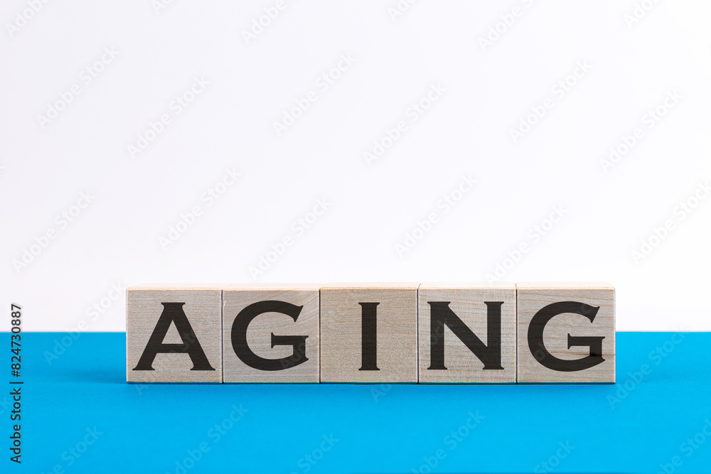 Word Aging made with wood building blocks Word Aging made with wood building blocks