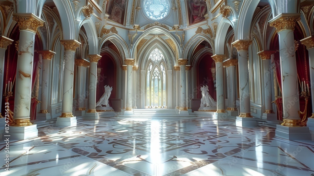 Fototapeta premium A castle interior, interior, Fairy tale, castle. Generative AI.