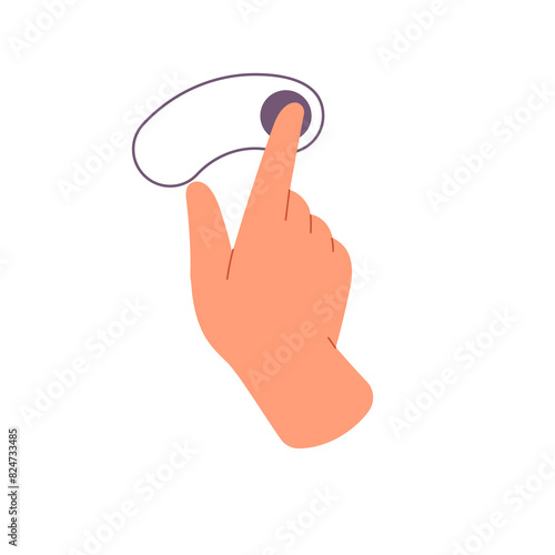 Right rotate icon for touchscreen control tutor. Index finger slides on touch screen to action. Hand gesture for sensor phone, devices, touchpad. Flat isolated vector illustration on white background