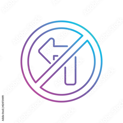 Free Download No Left Turn vector icon - GFXLoad