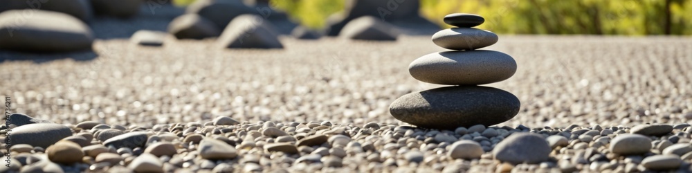 A calming composition of perfectly balanced zen stones amid tranquil nature, inspiring inner peace. Stacked stone pebbles on top of each other, behind a blurred background. A calming composition of perfectly balanced zen stones amid tranquil nature, inspiring inner peace. Stacked stone pebbles on top of each other, behind a blurred background.