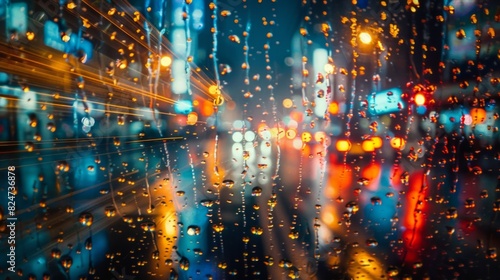 Blurry screen, drops on a window, a wallpaper © nataliia_ptashka
