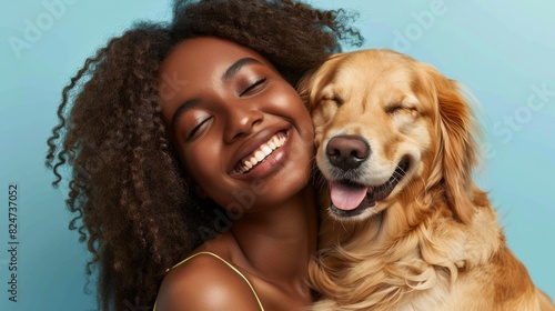 A Woman Embracing Her Dog photo