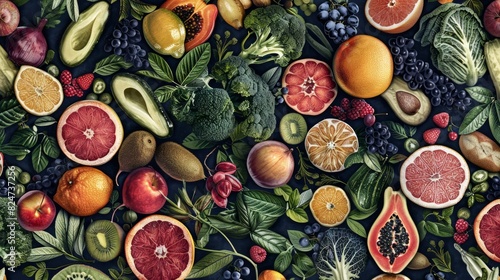 Wallpaper pattern of nutritious foods