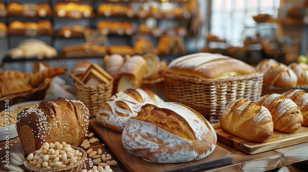 A bakery with artisanal bread. Generative AI. A bakery with artisanal bread. Generative AI.