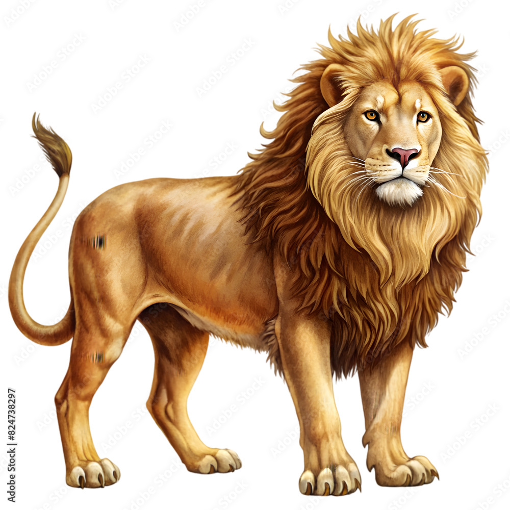 Obraz premium Lion Vintage Illustration Isolated on Transparent Background