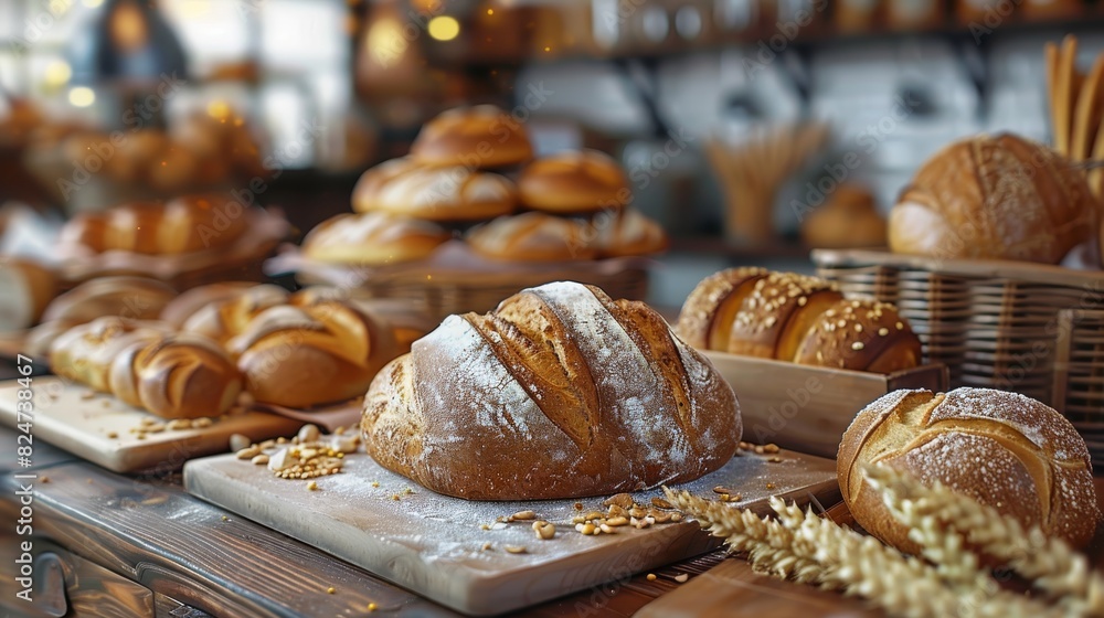 A bakery with artisanal bread. Generative AI. A bakery with artisanal bread. Generative AI.
