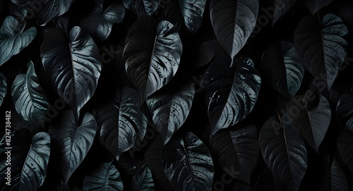 textures of abstract black leaves for tropical leaf background flat lay dark nature concept tropical leaf digital