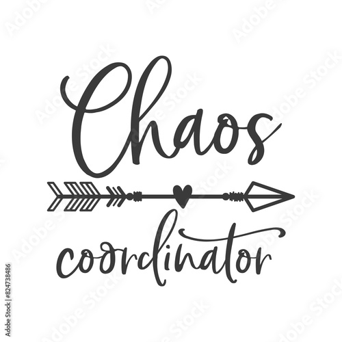 Chaos coordinator funny slogan inscription. Teacher vector quote. Illustration for prints on t-shirts and bags, posters, cards. Isolated on white background. Motivational phrase.