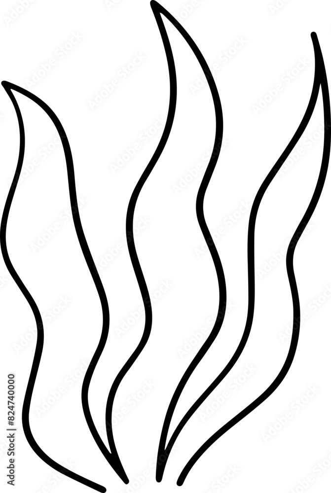 Seaweed Cartoon Outline Illustration Kids Line Art Seaweed Cartoon Outline Illustration Kids Line Art