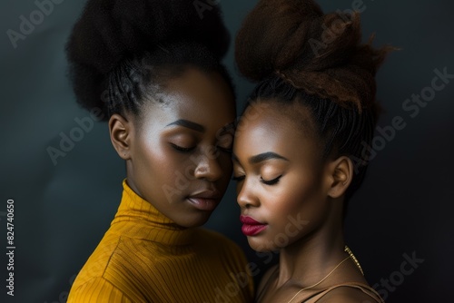 Resilient Black woman couple. Casual female. Generate Ai © anatolir