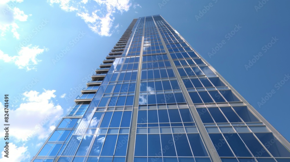 A corporate skyscraper. Show the entire building. A corporate skyscraper. Show the entire building.