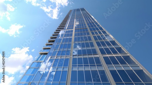 A corporate skyscraper. Show the entire building.
