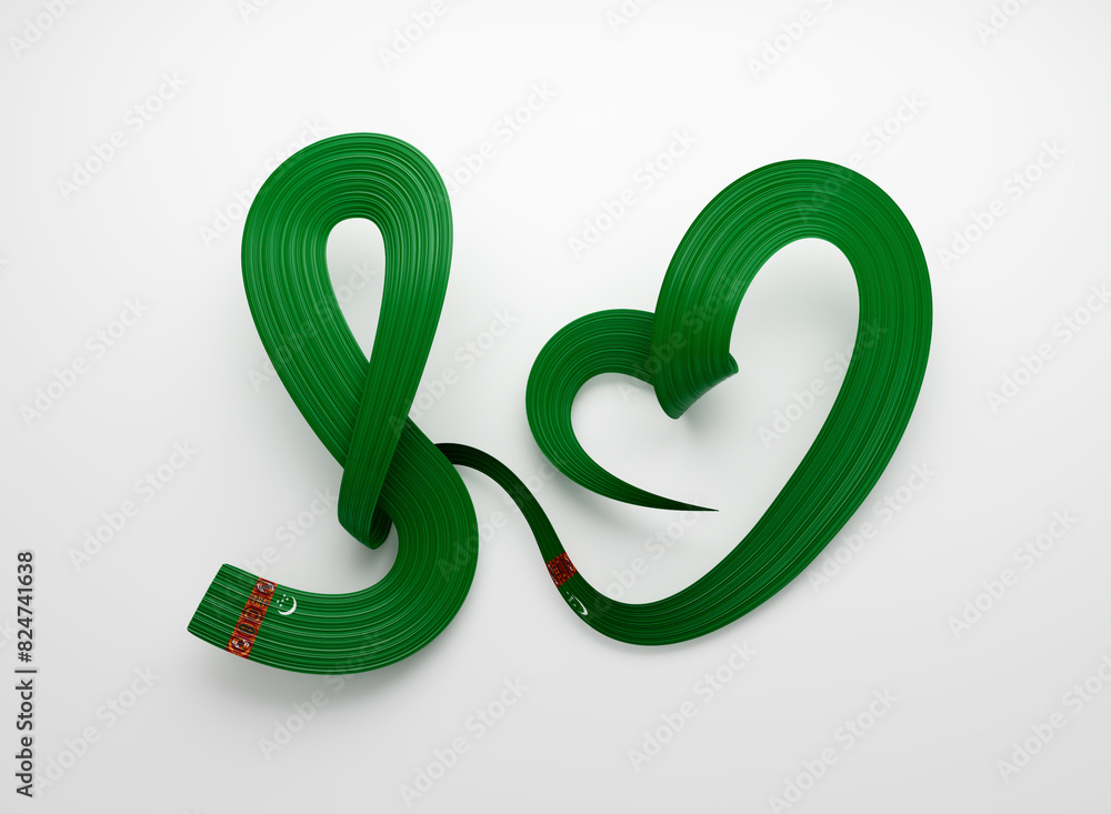 3d Flag Of Turkmenistan Heart Shape Wavy Awareness Ribbon Flag On White Background 3d Illustration 3d Flag Of Turkmenistan Heart Shape Wavy Awareness Ribbon Flag On White Background 3d Illustration