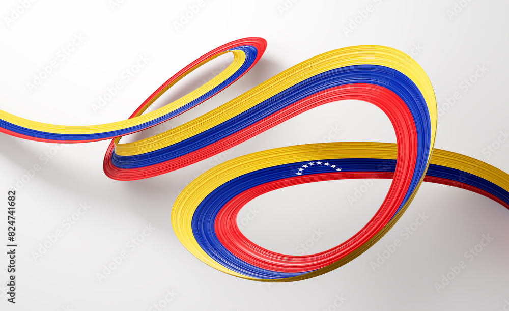 3d Flag Of Venezuela 3d Shiny Waving Venezuela Ribbon Flag On White Background 3d Illustration 3d Flag Of Venezuela 3d Shiny Waving Venezuela Ribbon Flag On White Background 3d Illustration