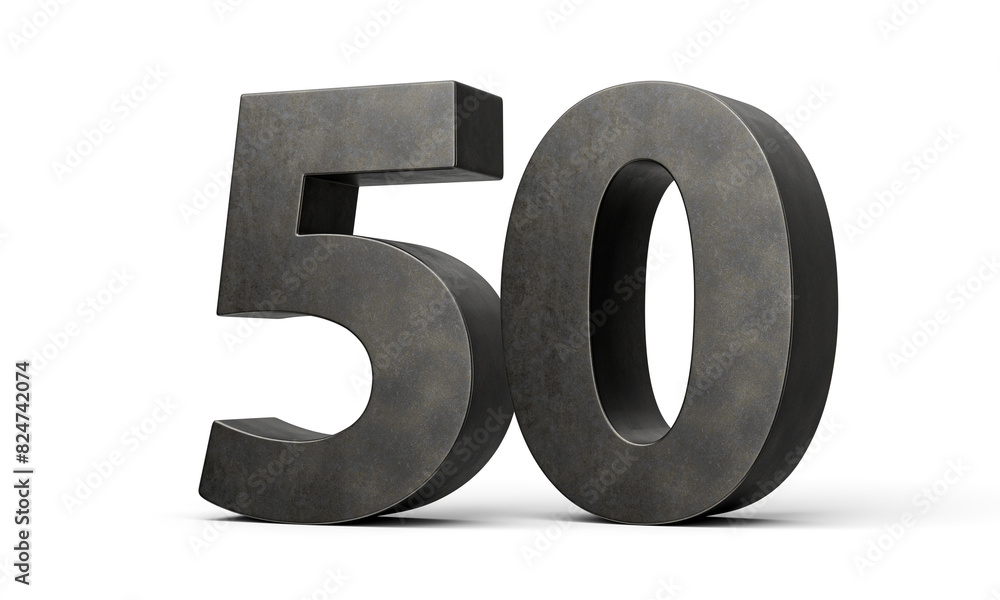 Number Fifty 50 Digit Made Of Gray Smooth Cast Iron Isolated On White Background 3d Illustration Number Fifty 50 Digit Made Of Gray Smooth Cast Iron Isolated On White Background 3d Illustration