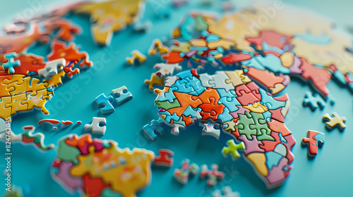 Map made from puzzle pieces