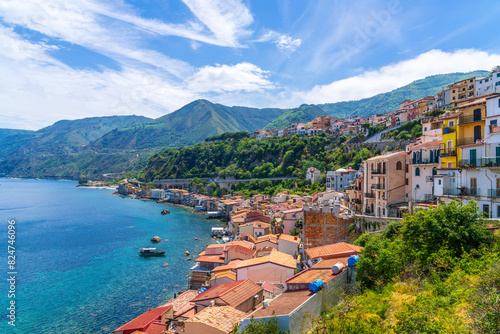 View of the beautiful seaside village Scilla in Calabria, Italy photo