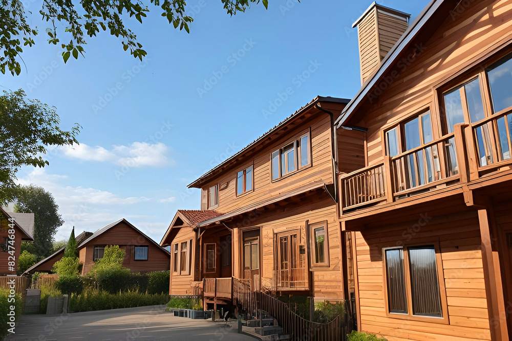 Brown and Beige Wooden House Under Blue Sky. Ai Generated
Brown and Beige Wooden House Under Blue Sky. Ai Generated