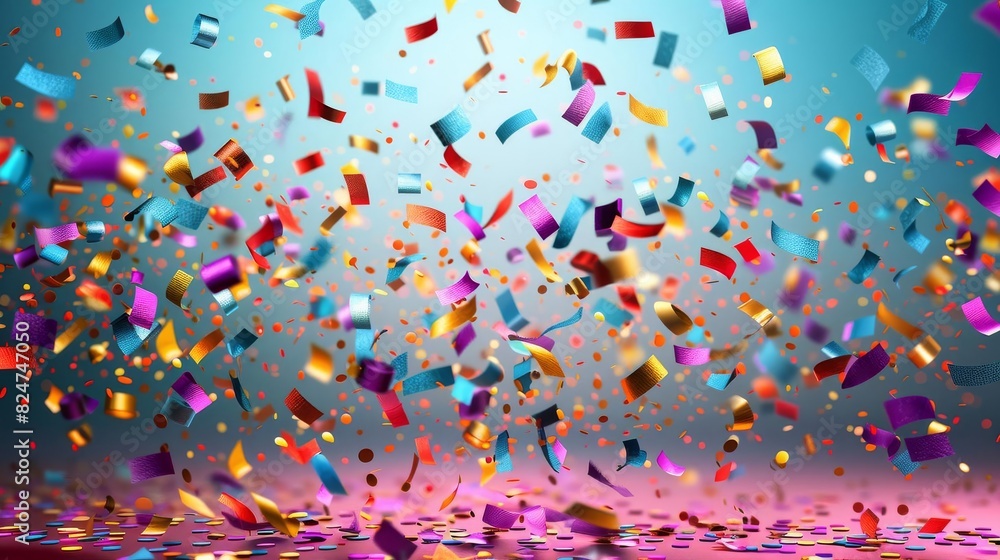 © pawimon - New Year confetti explosion flat design side view joyful moment theme water color Tetradic color scheme