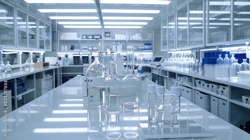 Naklejka premium Biological laboratory equipment, clean and tidy. Generative AI.