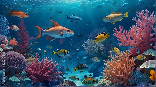 coral reef with fish, ai generated © VitorCosta