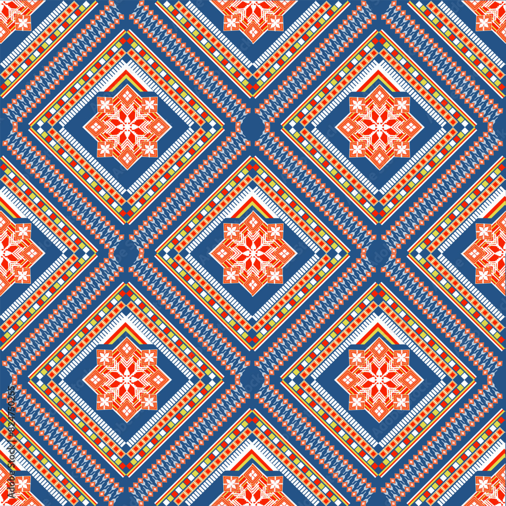 Geometric ethnic oriental traditional seamless pattern design for background, carpet, wallpaper, clothing, wrap, batik, fabric, embroidery style vector illustration. Geometric ethnic oriental traditional seamless pattern design for background, carpet, wallpaper, clothing, wrap, batik, fabric, embroidery style vector illustration.