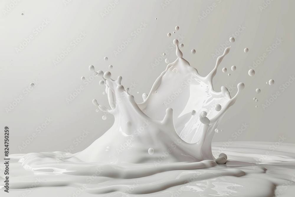 Pouring milk creating splash on white background for advertising and product display Pouring milk creating splash on white background for advertising and product display