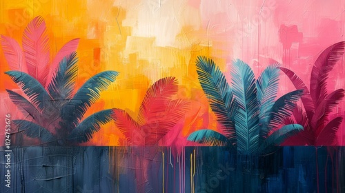 watercolor colorful abstract palm photo