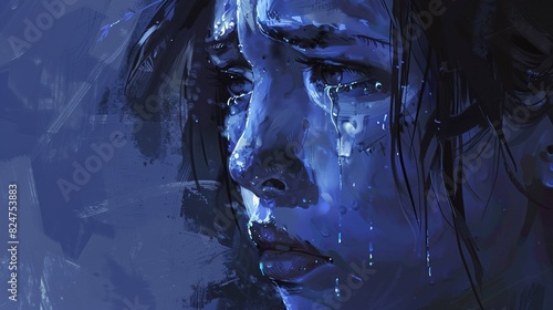 Emotional images of grief and resentment