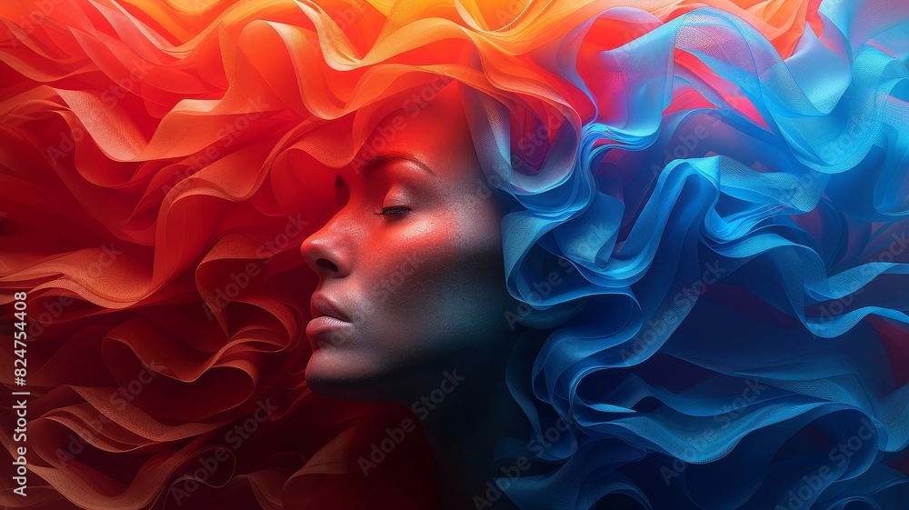 Womans Face With Multicolored Hair Womans Face With Multicolored Hair