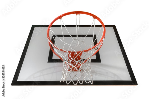 basketball backboard with hoop isolated on white background
