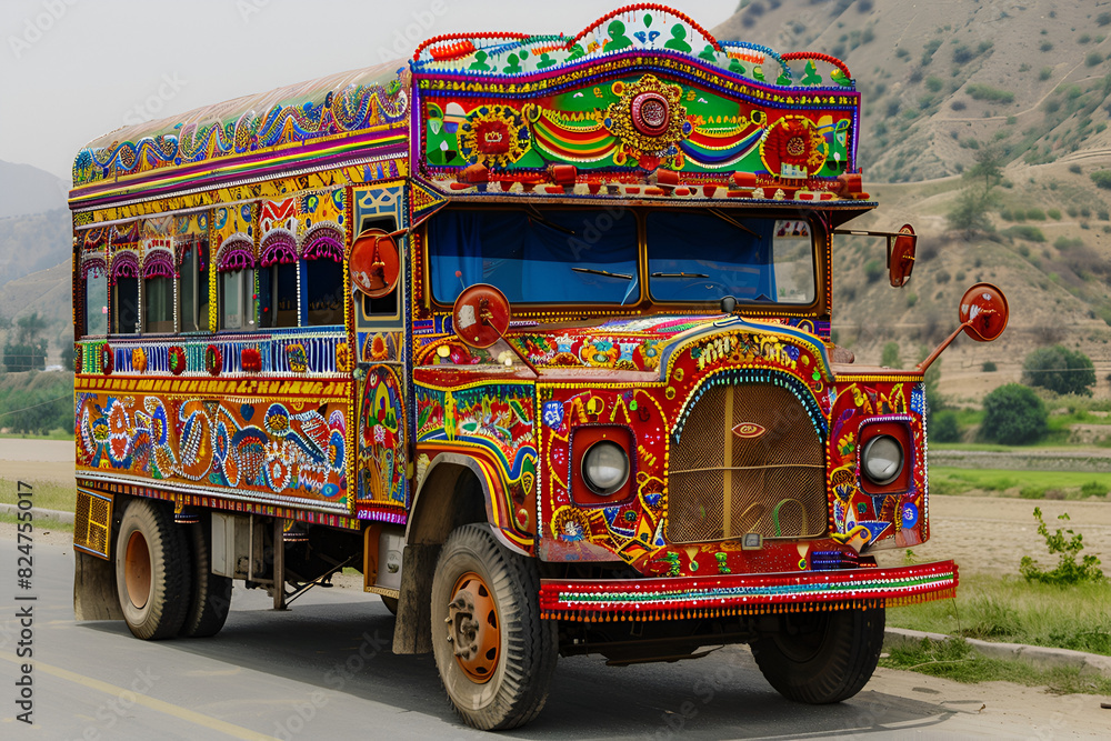 Fototapeta premium pakistani truck bus traditional decoration