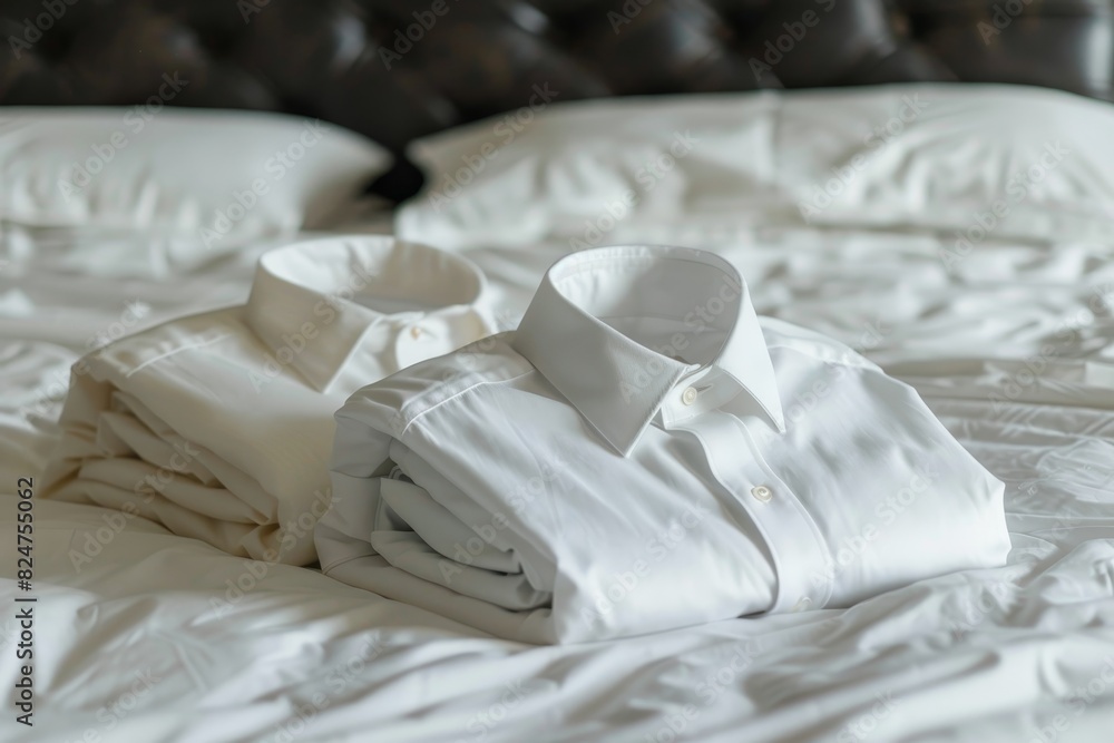 Mens classic shirts on white background on bed for sale, high quality image for stock photo Mens classic shirts on white background on bed for sale, high quality image for stock photo